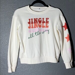 Jingle Jingle Cream Sweatshirt with Red Stars